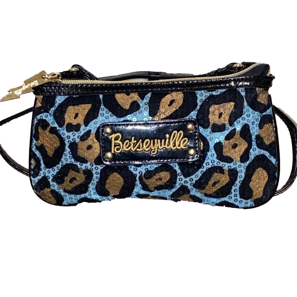 Betsey Johnson Betseyville Sequin Leopard Print Crossbody